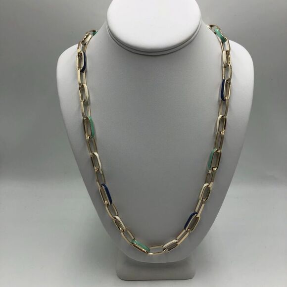 Vintage Banana Republic Women's Signed Silvertone Long Loop Chain Necklace - Picture 6 of 9